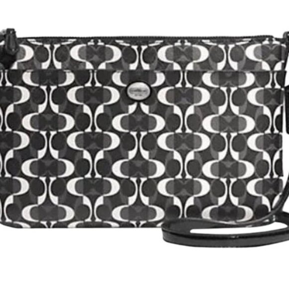 Coach Peyton Dream C Swing-Pack Crossbody Bag Black White East/West Swingpack - Picture 1 of 12